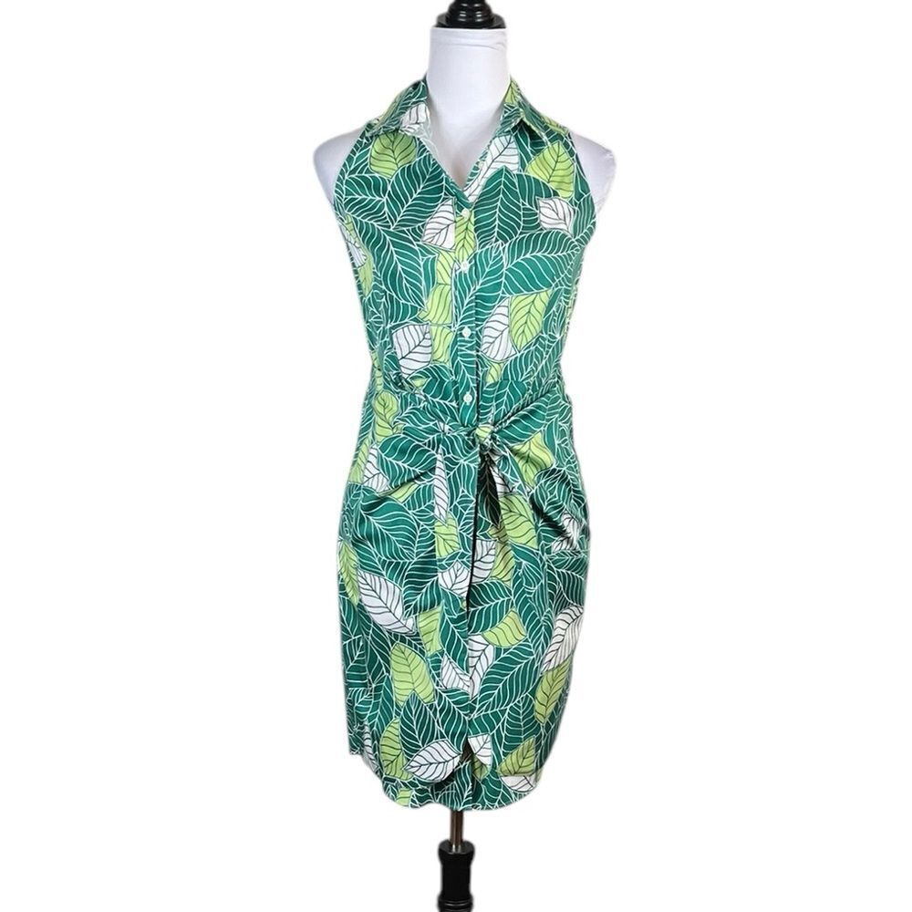 UNTUCKit Women’s Poppy Dress In Green Leaf Print, Size 2 - Picture 2 of 11